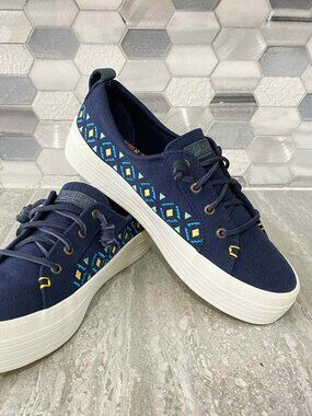 Sperry STS87001 Women's Canvas Top Sider Boat Shoes Embroidered Paisley Size 8